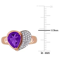 Diamond & Amethyst-Africa Ring 10k Rose Gold