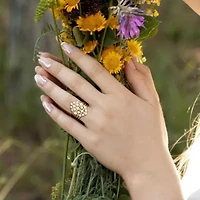 Diamond & Freshwater Cultured Pearl Ring Yellow Plated Sterling Silver