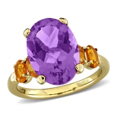 Amethyst & Citrine Ring Yellow Plated Sterling Silver