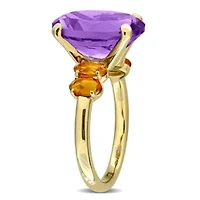 Amethyst & Citrine Ring Yellow Plated Sterling Silver