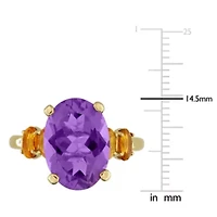 Amethyst & Citrine Ring Yellow Plated Sterling Silver