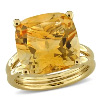 Citrine Ring Yellow Plated Sterling Silver
