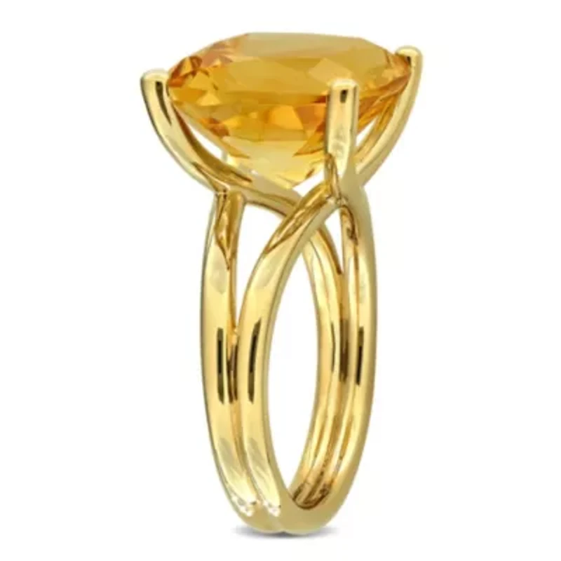 Citrine Ring Yellow Plated Sterling Silver