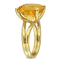 Citrine Ring Yellow Plated Sterling Silver