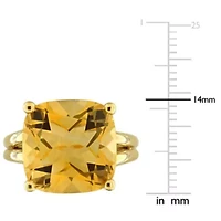 Citrine Ring Yellow Plated Sterling Silver