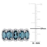London Blue Topaz & White Ring Sterling Silver