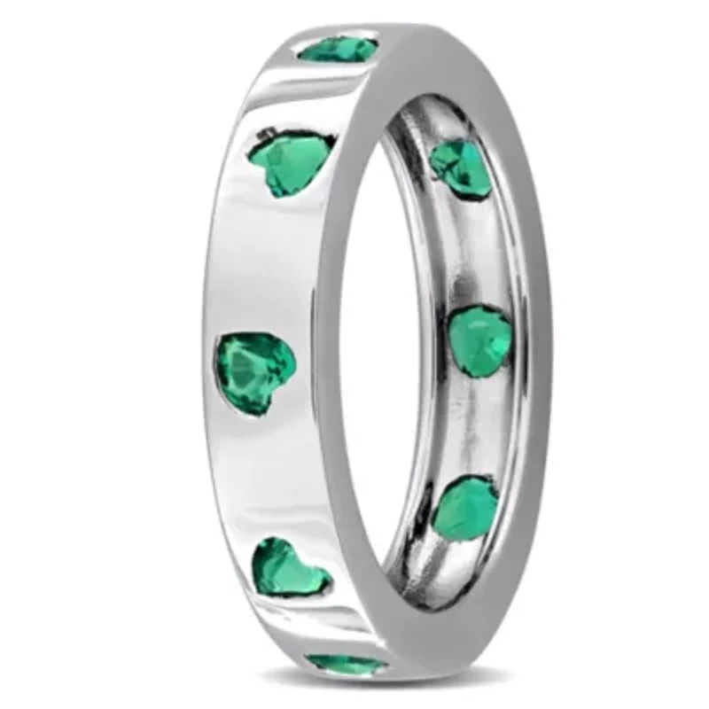 Lab Created Emerald Ring Sterling Silver