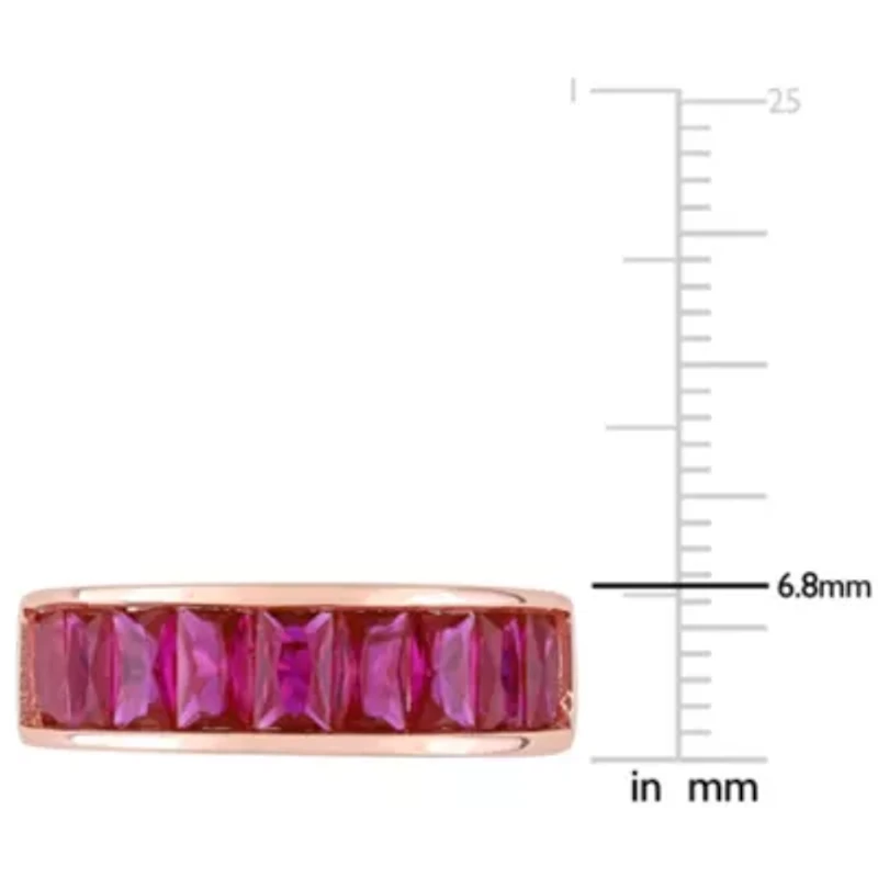 Lab Created Ruby Ring Rose Plated Sterling Silver