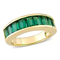 Lab Created Emerald Ring Yellow Plated Sterling Silver