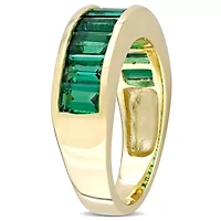 Lab Created Emerald Ring Yellow Plated Sterling Silver