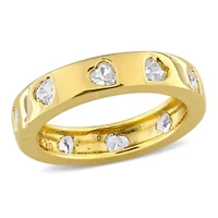 Lab Created White Sapphire Ring Yellow Plated Sterling Silver