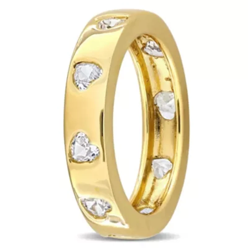 Lab Created White Sapphire Ring Yellow Plated Sterling Silver