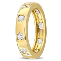 Lab Created White Sapphire Ring Yellow Plated Sterling Silver
