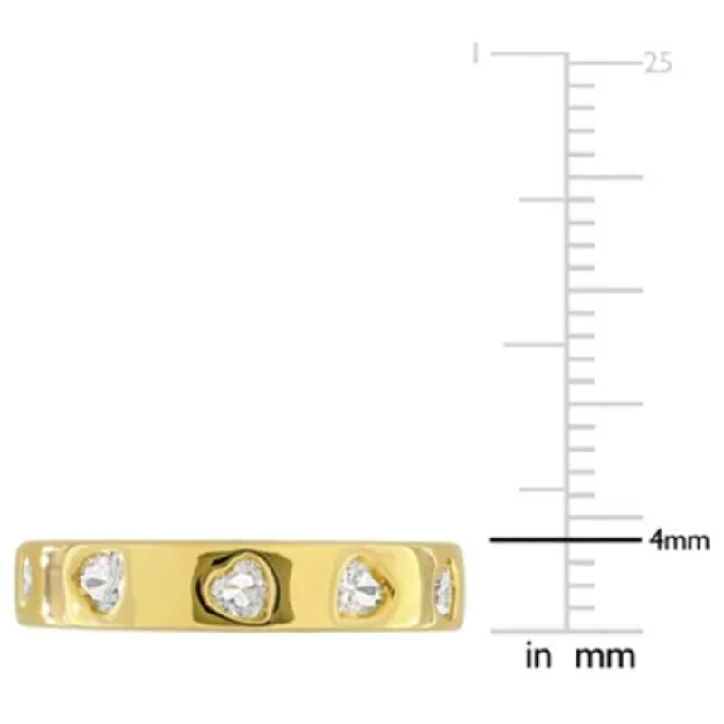 Lab Created White Sapphire Ring Yellow Plated Sterling Silver