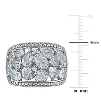 Diamond & Aquamarine Ring Sterling Silver
