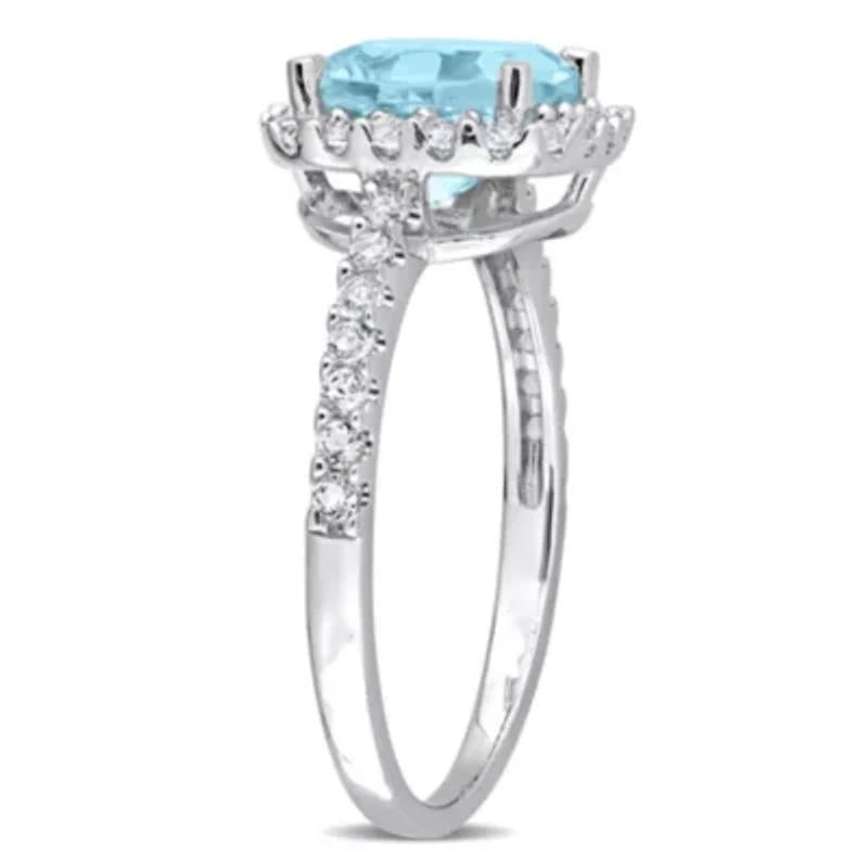 Sky Blue Topaz & White Ring Sterling Silver