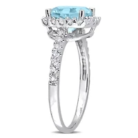 Sky Blue Topaz & White Ring Sterling Silver
