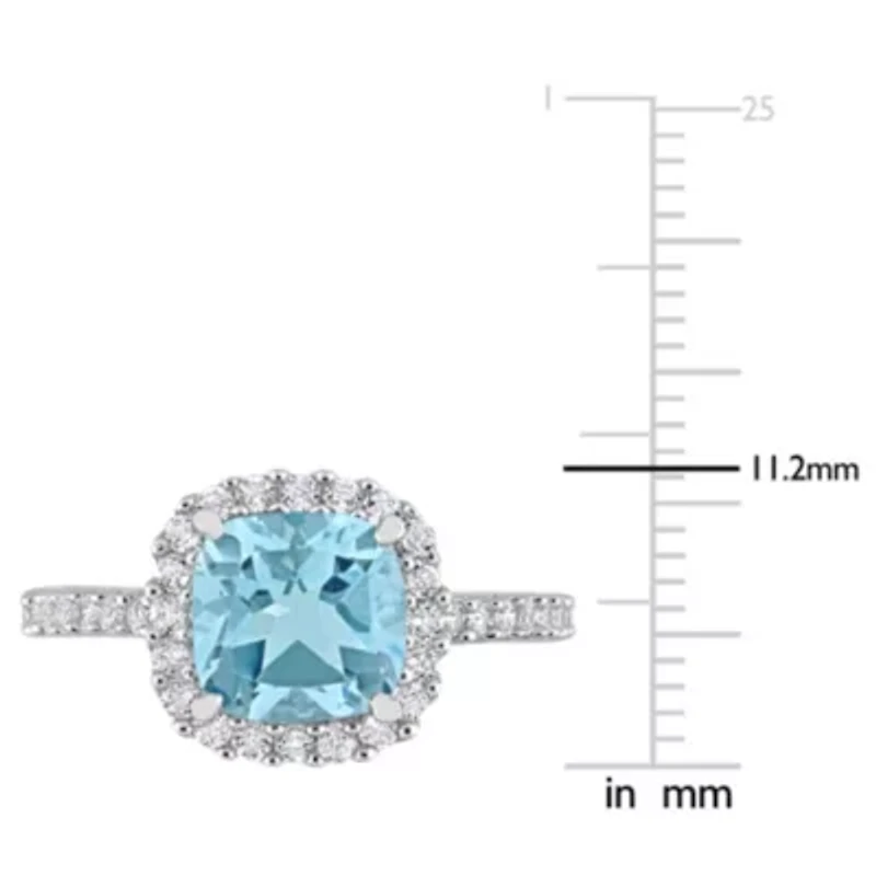 Sky Blue Topaz & White Ring Sterling Silver