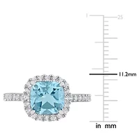 Sky Blue Topaz & White Ring Sterling Silver