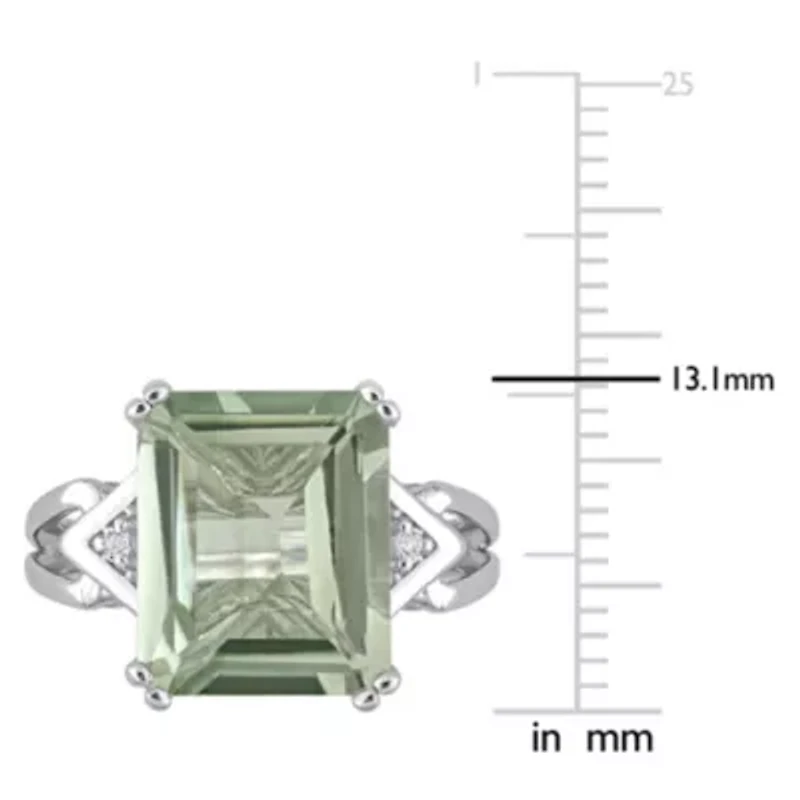 Green Quartz & White Topaz Ring Sterling Silver