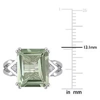 Green Quartz & White Topaz Ring Sterling Silver