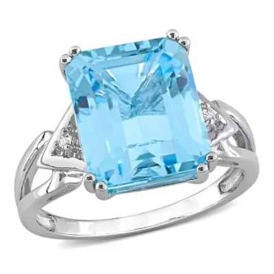 Sky Blue & White Topaz Ring Sterling Silver