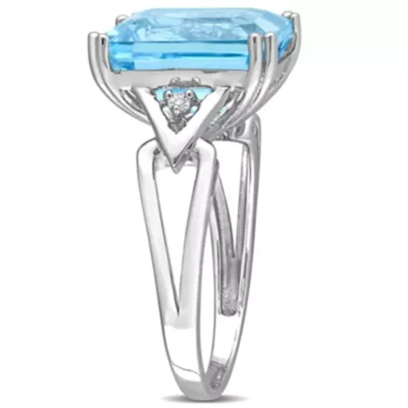 Sky Blue & White Topaz Ring Sterling Silver