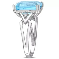 Sky Blue & White Topaz Ring Sterling Silver