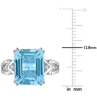 Sky Blue & White Topaz Ring Sterling Silver