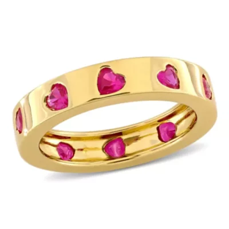 Lab Created Ruby Ring Yellow Plated Sterling Silver