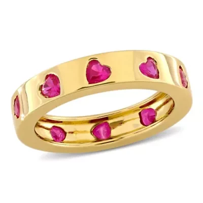 Lab Created Ruby Ring Yellow Plated Sterling Silver