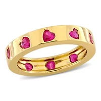 Lab Created Ruby Ring Yellow Plated Sterling Silver
