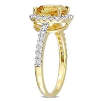 Citrine & White Topaz Ring Yellow Plated Sterling Silver
