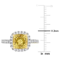 Citrine & White Topaz Ring Yellow Plated Sterling Silver