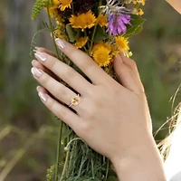 Citrine & White Topaz Ring Yellow Plated Sterling Silver
