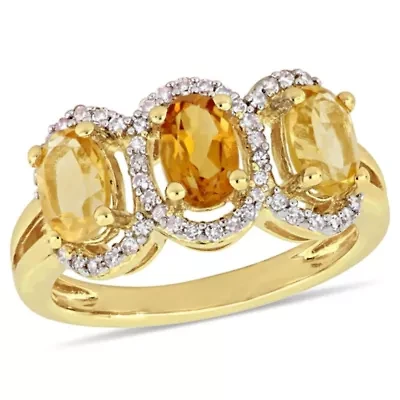 Citrine Madeira & Ring Yellow Plated Sterling Silver