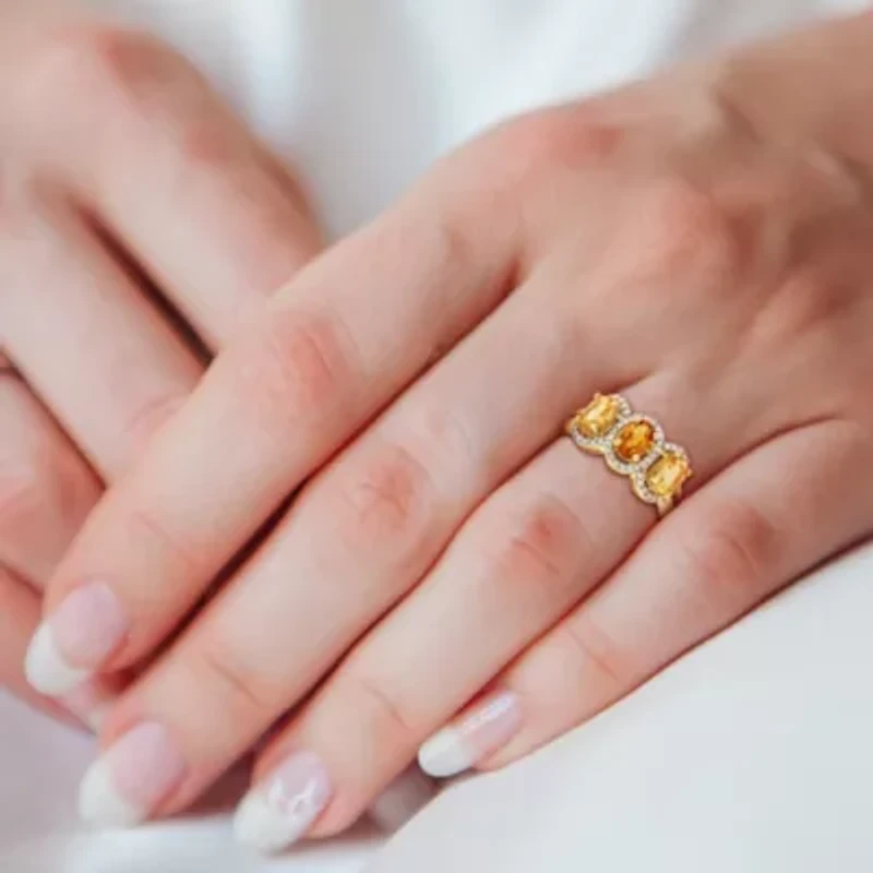 Citrine Madeira & Ring Yellow Plated Sterling Silver