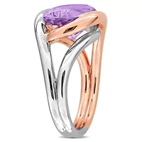 Pink Amethyst Ring Two-tone Sterling Silver
