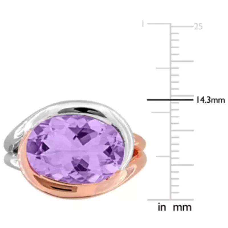 Pink Amethyst Ring Two-tone Sterling Silver