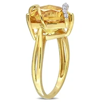 Citrine & White Topaz Ring Yellow Plated Sterling Silver