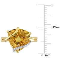 Citrine & White Topaz Ring Yellow Plated Sterling Silver