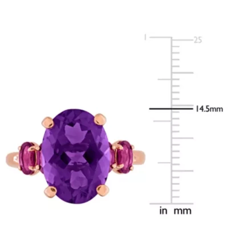 Amethyst & Rhodolite Ring Rose Plated Sterling Silver