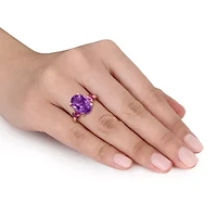 Amethyst & Rhodolite Ring Rose Plated Sterling Silver