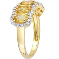 Citrine & White Topaz Ring Yellow Plated Sterling Silver