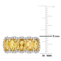 Citrine & White Topaz Ring Yellow Plated Sterling Silver