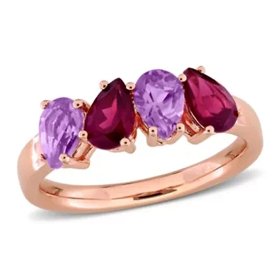 Amethyst & Rhodolite Ring Rose Plated Sterling Silver