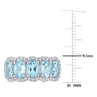 Sky Blue & White Topaz Ring Sterling Silver
