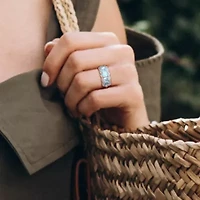 Sky Blue & White Topaz Ring Sterling Silver