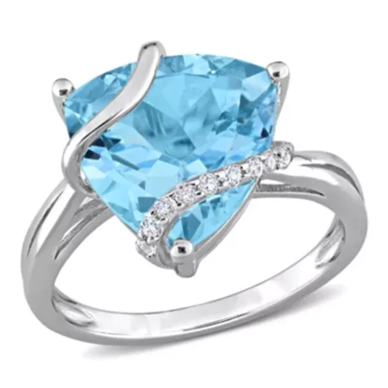 Sky Blue & White Topaz Ring Sterling Silver