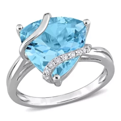 Sky Blue & White Topaz Ring Sterling Silver